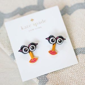 kate spade big black blinking eyes hanging lips earring